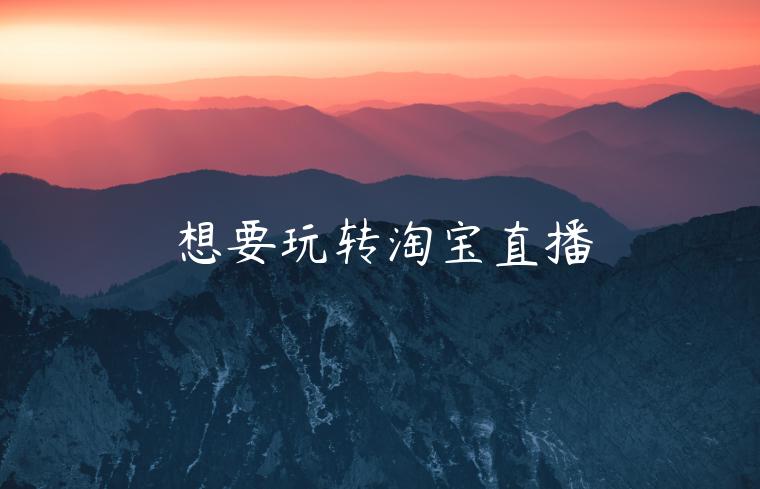 想要玩轉(zhuǎn)淘寶直播